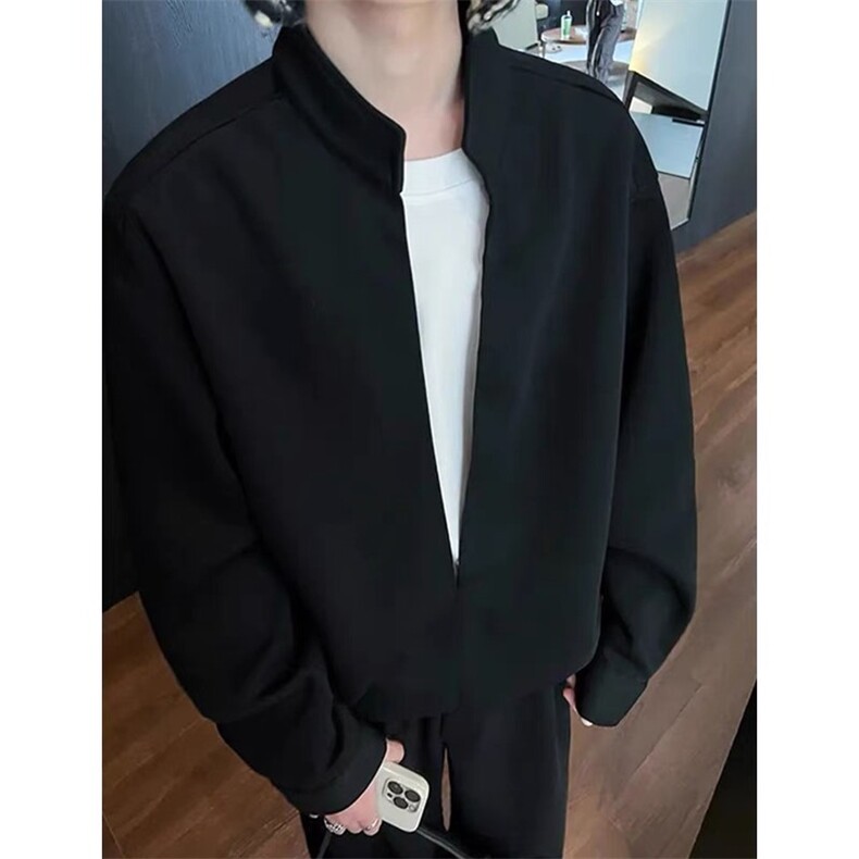 网图现货假两件层次感立领卫衣套装上衣W202-P68卫裤KK303-P50,男装休闲套装,星座1213