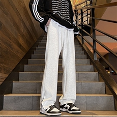 港风秋冬款男卫裤侧边开叉拉链直筒宽松加厚休闲裤H676P40，男装休闲裤，星座1013-1