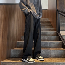 k1048-p45-控68M-5XL现货显瘦港风高阶大码黄泥宽松牛仔裤，男装牛仔裤，星座116