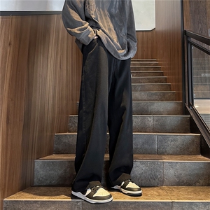 k1048-p45-控68 M-5XL 现货显瘦港风高阶大码黄泥宽松牛仔裤图片