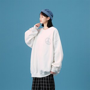 秋季新款潮牌反战标志印花中性风卫衣男女情侣外套 WY601P43控58图片