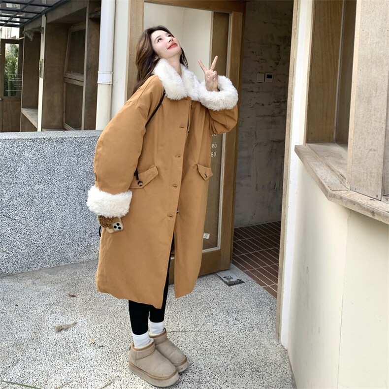 羊羔毛拼接派克羽绒服女2025冬季新款巨好看休闲保暖90白鸭绒外套,女装羽绒服,2C053