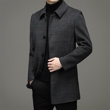 羊毛呢外套男秋冬季翻领妮子风衣羽绒内胆可脱卸大衣ZG2807-P315，男装毛呢大衣，电商B212（原钱塘6029）