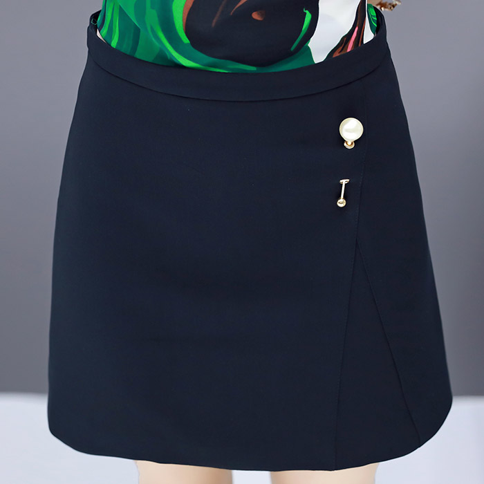 2021年春季时尚圆领短袖印花韩版显瘦套头两件套,女装套装/套裙,蓝诺裳