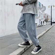 纯色束脚牛仔裤男九分裤韩版直筒坠感老爹裤INS牛仔裤潮男，男装牛仔裤，星座302B