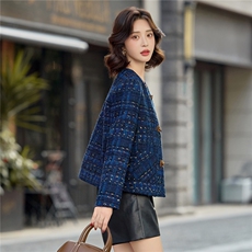 2025年冬季新款粗花呢亮丝小香风外套，女装短外套，依路服饰