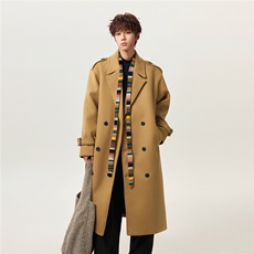 冬季新款加棉加厚中长款过膝男毛呢大衣韩版风衣韩系外套F523P138，男装风衣，电商A430（原星座702）