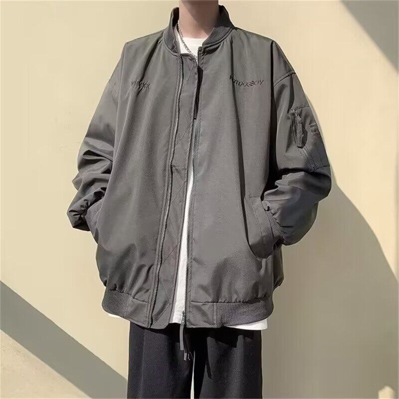 棒球服夹克男生痞帅潮牌美式复古春秋新款宽松百搭夹克上衣，男装夹克，星座506A