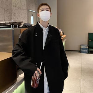 新中式男装风垫肩西装外套立领西服诘襟服中山装 XJ34-P65图片