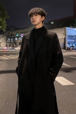秋冬潮牌毛呢大衣男宽松百搭风衣中长款外套MN9568/P100加棉P110，男装风衣，电商B316