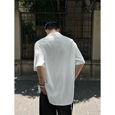 CS6020-P40控68夏季新款麻花提花古巴领短袖衬衫男，男装衬衫，电商A058-1（原电商C417）