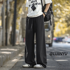 直筒夏季薄款时尚男裤冰丝凉感休闲裤阔腿西裤2080特批2549，男装休闲裤，星座718-1