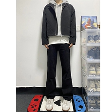 纯黑色牛仔裤男秋季高街微喇直筒裤A080-9601-常规P40，男装牛仔裤，电商A080