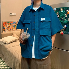新款韩版宽松潮流工装衬衫夏季港风百搭休闲衬衣外套男W3387-P42，男装衬衫，星座512-2