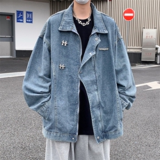 F372P73男生秋装新中式潮牛仔外套男复古宽松水洗做，男装工装外套，星座512-6