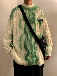 秋季设计感扎染破洞嘻哈针织衫扭花慵懒风渐变毛衣MY203-P88控108图片