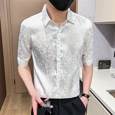 507A-CS501-P482025夏季时尚碎花衬衫中袖衬衣男青年，男装衬衫，星座507A（原星座306B-2）