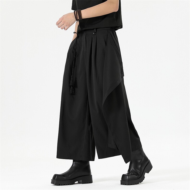 秋季新中式风暗黑山本裤日系西裤阔腿裤休闲裤直筒裙裤K632/P55，男装西裤，星座608A