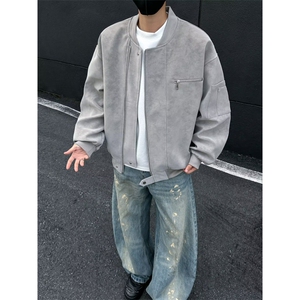 2025秋冬新款开衫毛衣美式复古休闲慵懒风V领针织衫男纯色外套图片