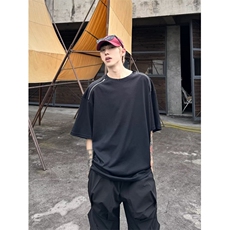 潮牌圆领T恤夏季男款拉链宽松纯色短袖青少年上衣T09，男装T恤，星座1116A-1（原606A）