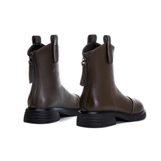 真皮马丁靴女2024秋冬新款粗跟复古英伦风短靴休闲百搭低筒靴子女，女鞋马丁靴，电商A223