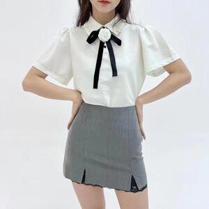 灰色蕾丝蝴蝶结半裙图片