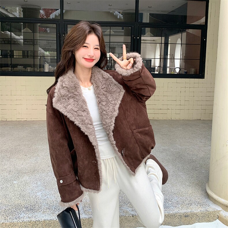 新款复古麂皮绒90白鸭绒外套2C010-2599-P285-K418,女装羽绒服,2C010