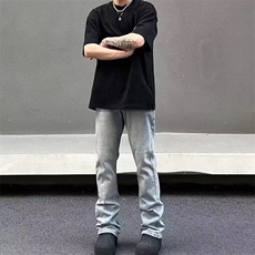 牛仔裤男款春秋季潮牌美式复古休闲长裤高街宽松直筒修身裤子男，男装牛仔裤，星座506A