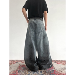 903-AK037 -特P58  【S-3XL】 做旧脏弯刀牛仔裤3图片