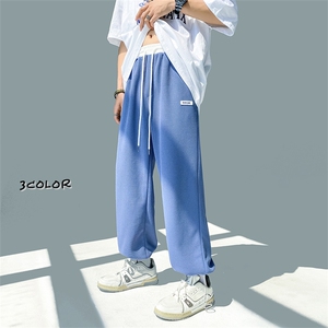 直播2023夏宽松撞色腰华夫格贴标休闲卫裤束脚裤K23850-P35图片
