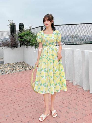 花样长连衣裙，女装连衣裙，梦由