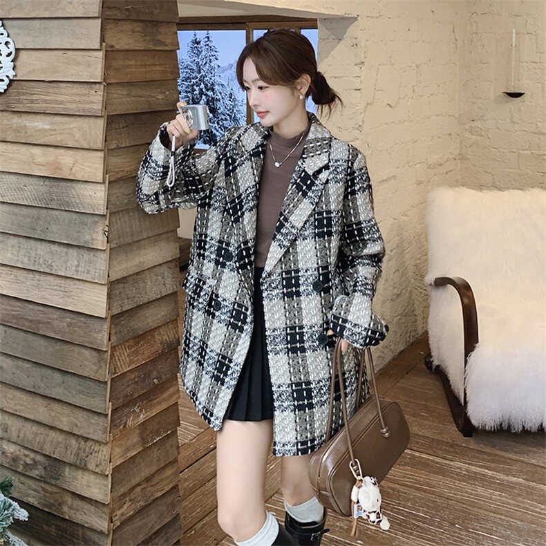 现货主推！!复古格纹夹棉大衣2C205-8830-P155-K228,女装毛呢外套,2C205
