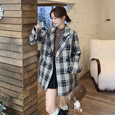 现货主推！!复古格纹夹棉大衣2C205-8830-P155-K228，女装毛呢外套，2C205