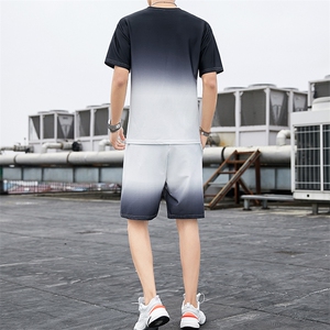 夏季短袖t恤男士潮牌运动上衣一套帅气短袖套装男潮流V9908-P45图片