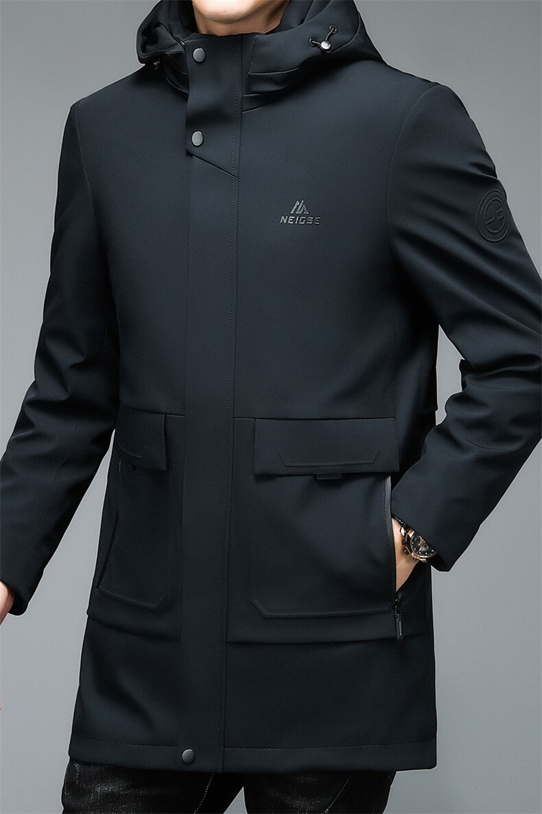 新款男士连帽休闲羽绒服冬季中年加厚保暖上衣男装可脱卸内胆外套,男装羽绒服,电商B212（原钱塘6029）