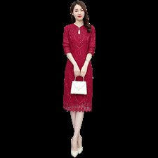 2023高端大气新款婚庆中长喜婆婆大码改良旗袍连衣裙，女装汉服/婚纱/旗袍/礼服，媚琳依坊