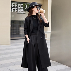 西装风衣女款2024新款春秋韩版高级感双排扣宽松气质长款女士大衣，女装风衣，火爆靓佳人