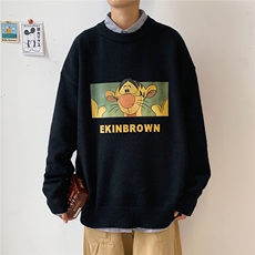 1港风圆领中性情侣潮流大码M-5XL印花加厚毛衣男7678P48加绒P55，男装针织衫/毛衣，星座226-2