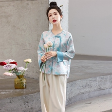 新款2024年春季新中式印花盘扣短外套，女装短外套，盈茜