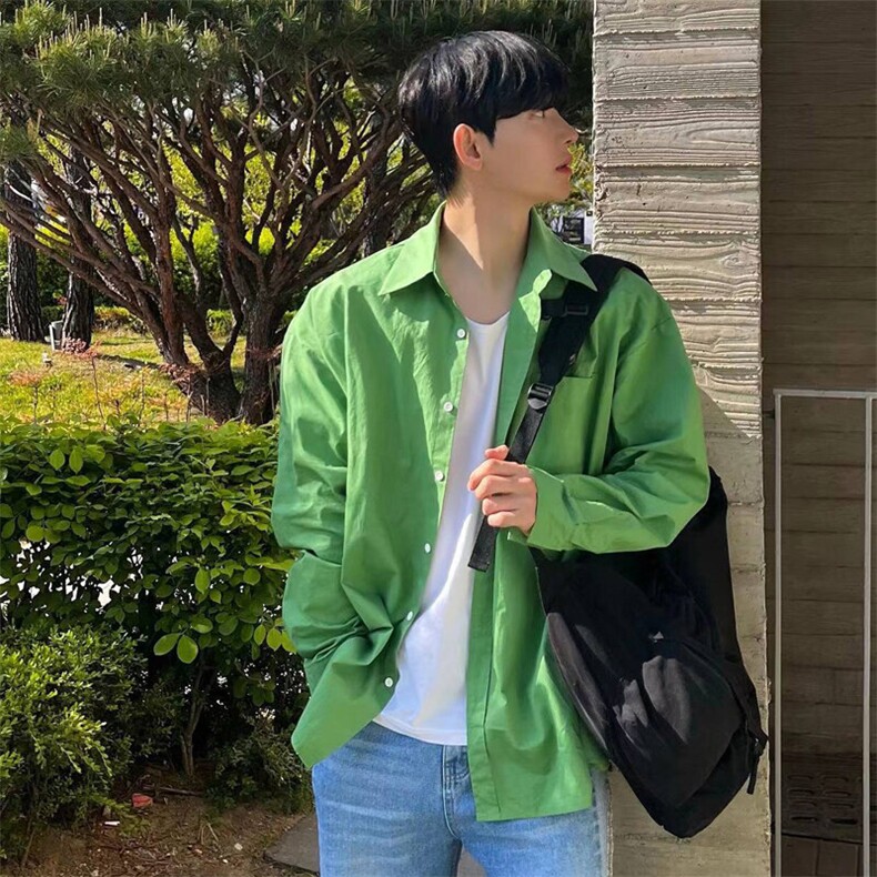 春季~男装长袖衬衫宽松纯色衬衣简约薄外套XZ716A-CS805P55，男装衬衫，星座716A（原星座815-4）