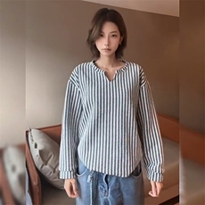 美式高街千鸟格子长袖T恤男女亨利V领英伦雅痞休闲宽松长袖打底衫，男装T恤，电商A443