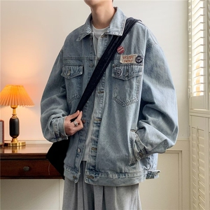 2023徽章牛仔外套男潮牌美式贴布街头风休闲夹克上衣 -JK3322-p65图片