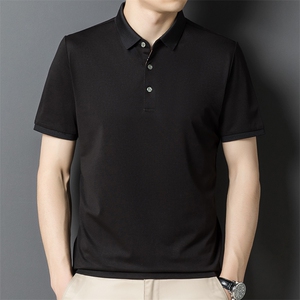 2023夏季短袖T恤男翻领含POLO衫中年男士休闲百搭纯色夏装图片