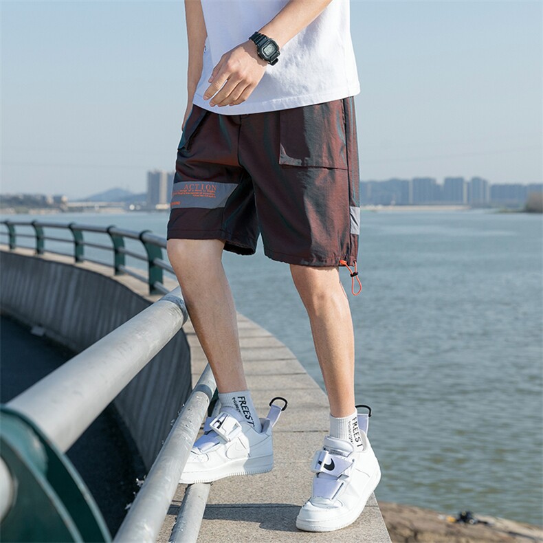 夏季韩版潮流亮面宽松工装短裤五分裤情侣短裤男A305-KX2060-P25,男装休闲裤,电商B306