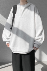 8XL-M叠穿假两件卫衣重磅连帽V领拼接套头衫宽松大码外套WY006P65，男装卫衣，电商B312