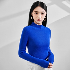 2024秋冬新款山女士抽条半高领，女装羊毛衫，润辉羊绒