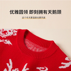 2024秋季新款龙年新年图案圆领长袖套头衫，童装毛衣，魁星羊绒