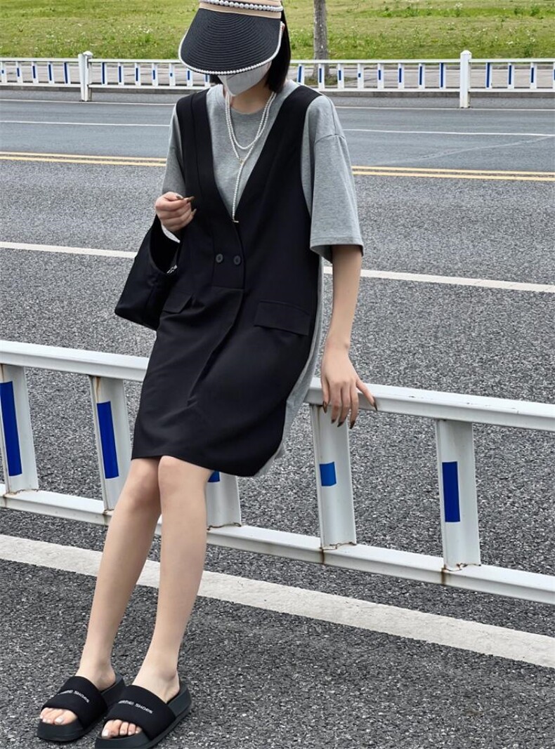 2022拼接假两件连衣裙，女装连衣裙，雷洛奇丽