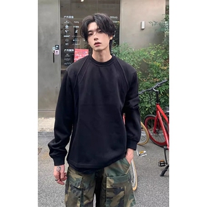 抖音得物品质26春装美式高街曼巴棉螺纹拼接卫衣圆领长袖T恤YT164图片