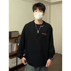潮流美式幻影印花长t男春秋潮牌上衣服重磅长袖打底ins新款简约，男装T恤，星座506A